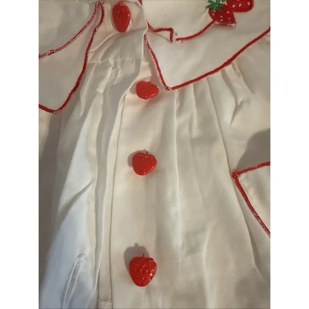 Vintage Maximum Strawberry Embroidered Baby Blouse 3–6 Months White Red Trim